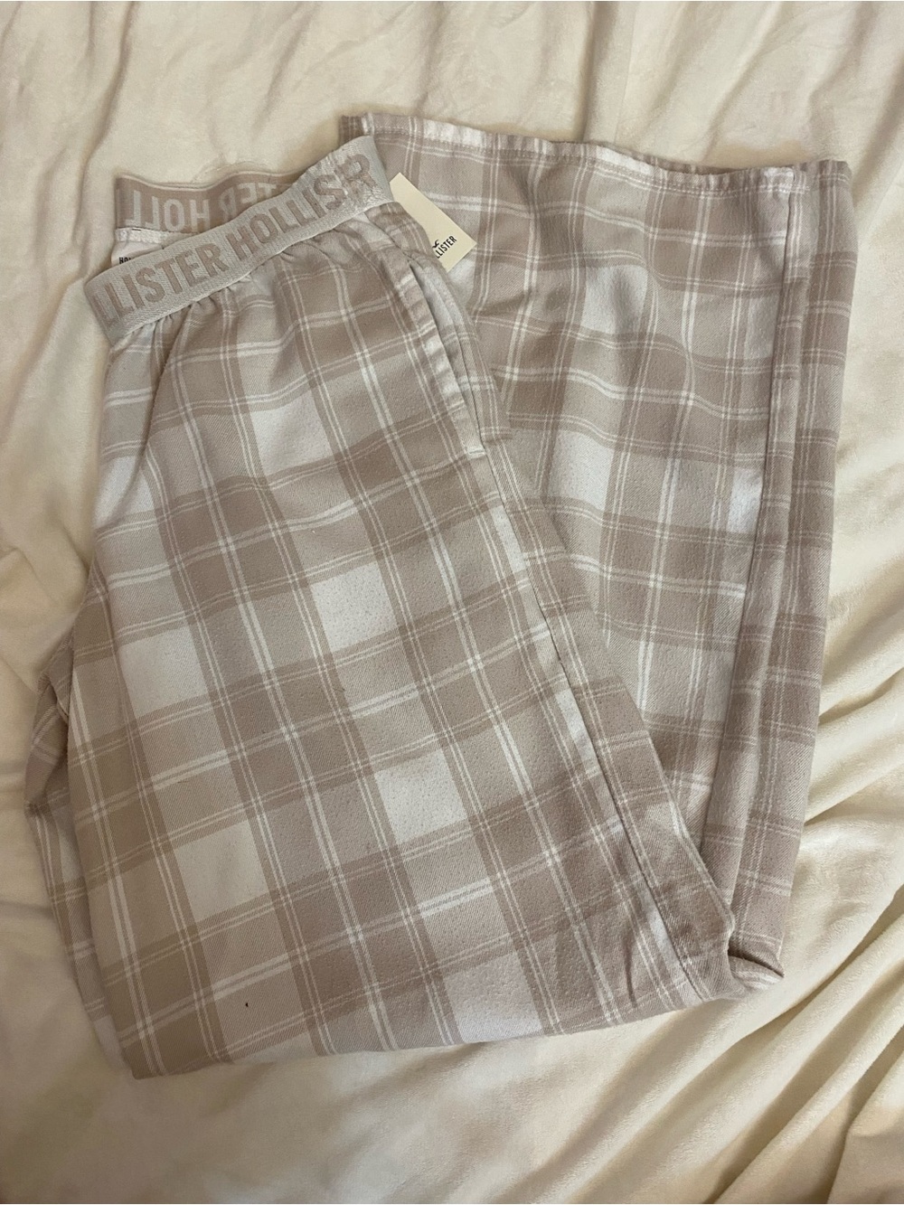 Hollister Beige Plaid Jogger Pants